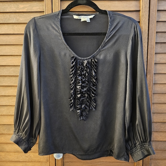 Zara Black Silk Blouse (S) - Picture 7 of 13
